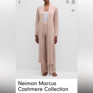 Neiman Marcus Cashmere Collection Cable Knit Robe, Size Medium